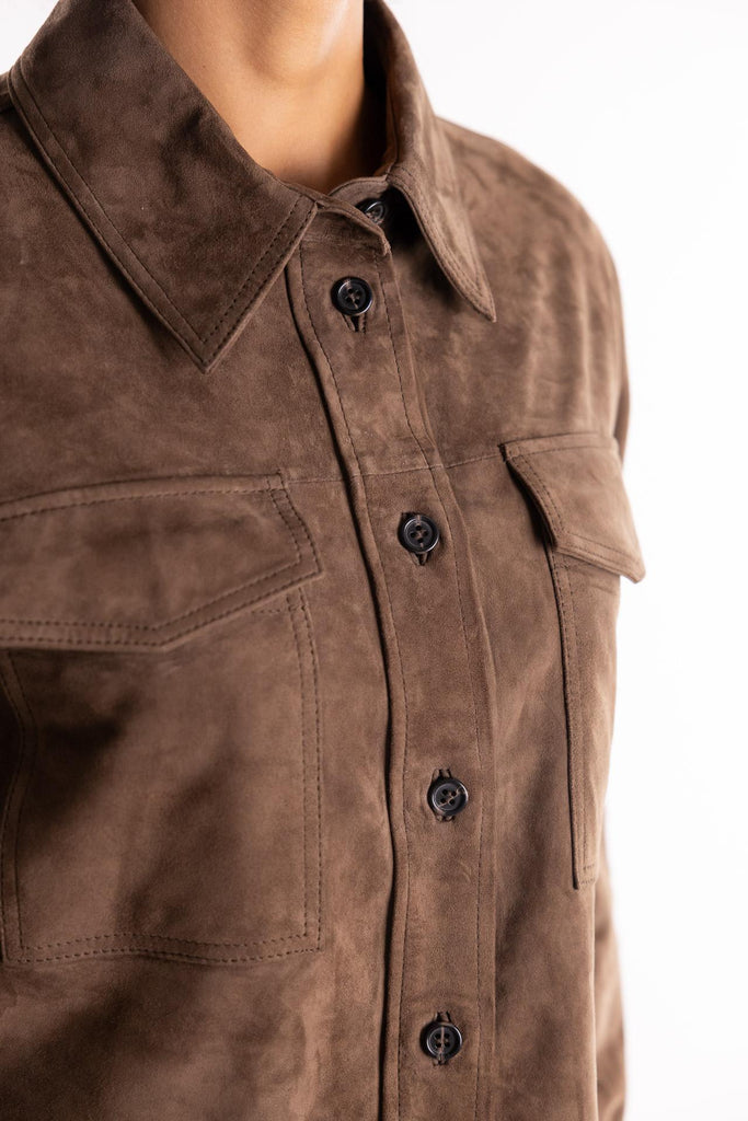 Giacca camicia Gioco in suede marrone 2523446041200 001MARRONE MARELLA 