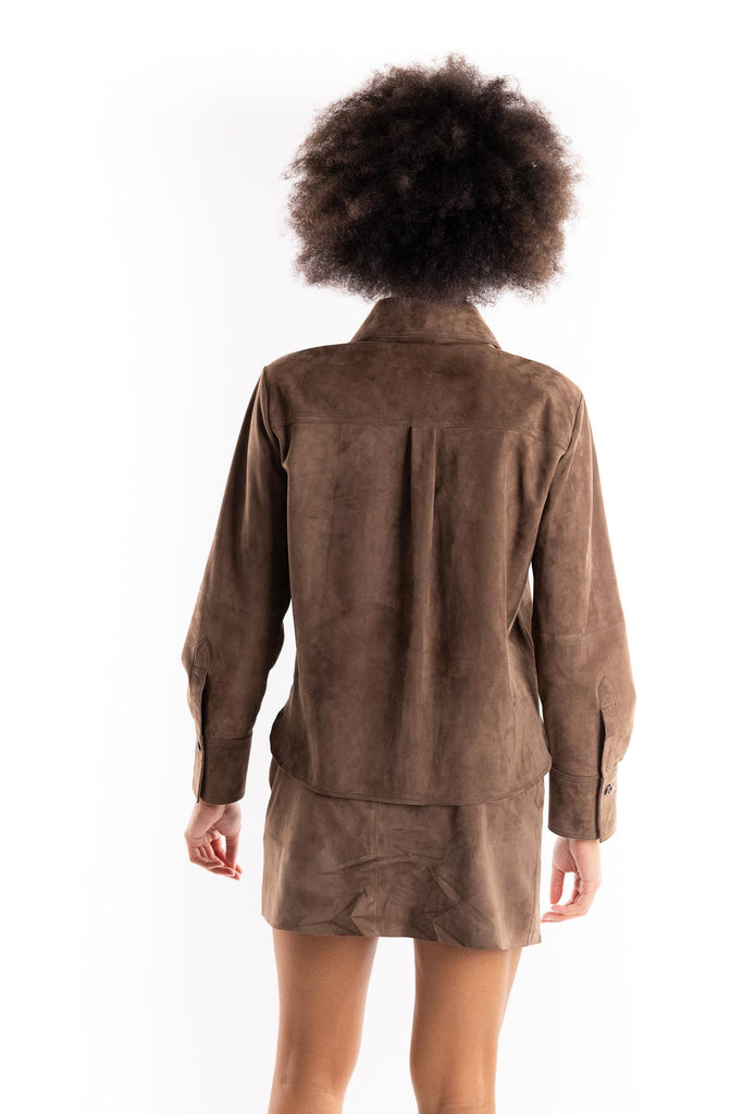 Giacca camicia Gioco in suede marrone 2523446041200 001MARRONE MARELLA 