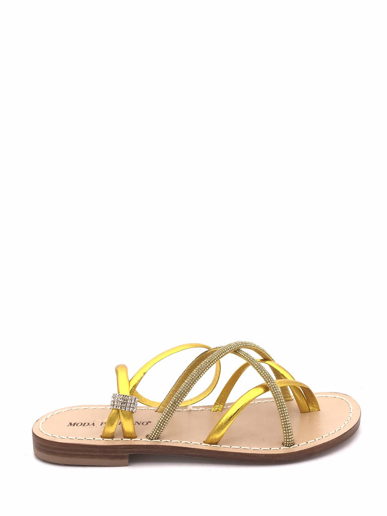 Sandalo infradito in pelle laminata giallao MARTINI GIALLO MODA POSITANO 