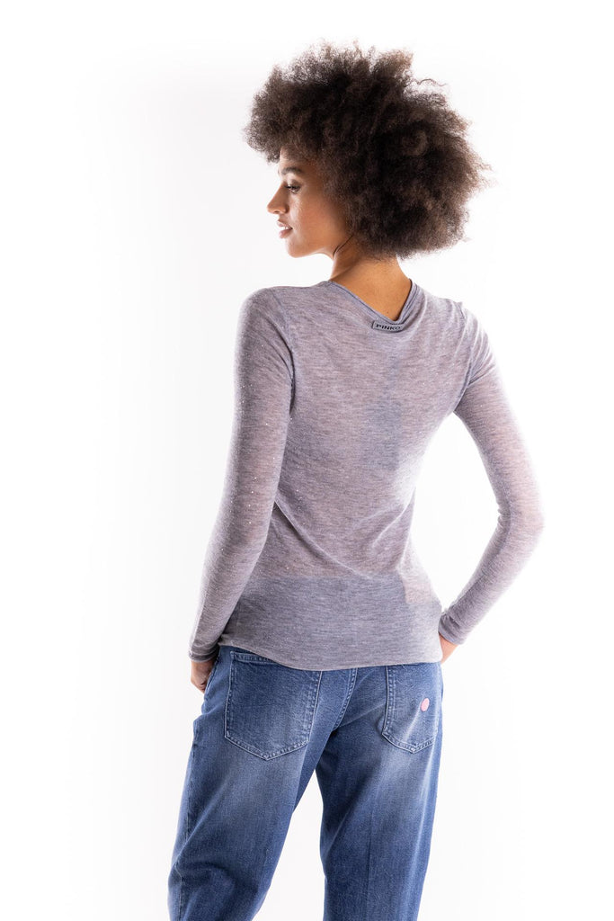 Maglia Pico girocollo ultrafine grigia con pailettes 105398 A2PMGRIGIO PINKO 