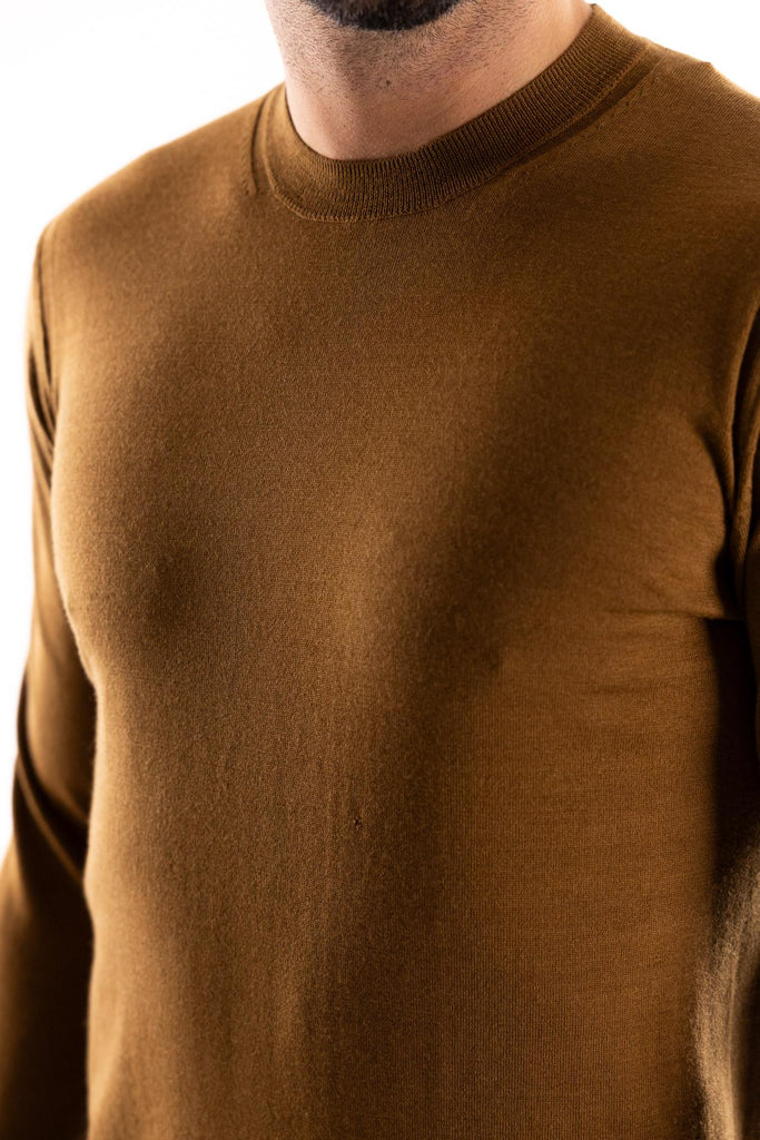 Maglia girocollo in lana finezza 16 bruciato A001 BRUCIATO PAOLO PECORA 