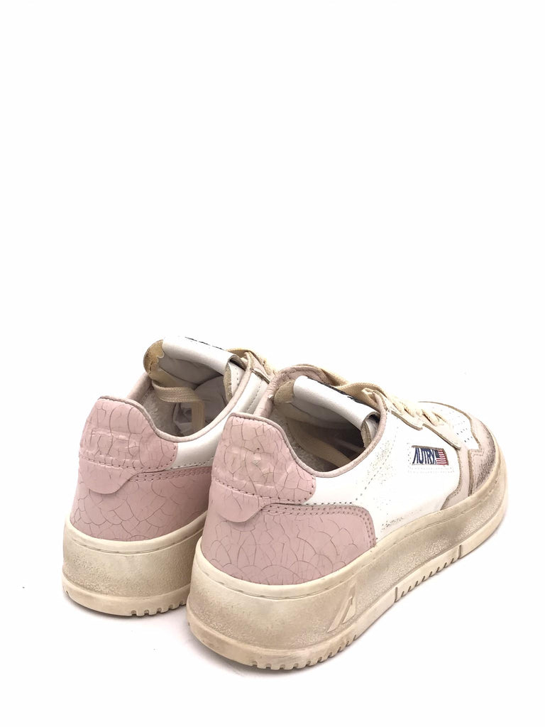 Sneakers medalist low super vintage in pelle bianca pesca e beige AVLW-SV45 BIANCO/CIPRIA AUTRY 