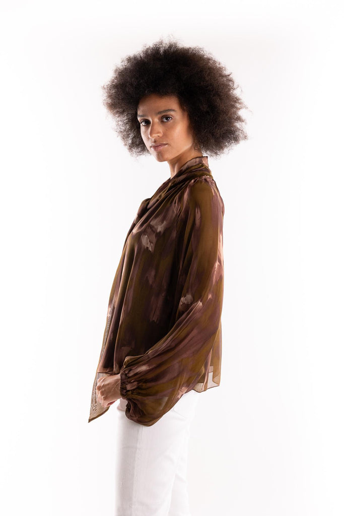Blusa Sanide con stampa astratta marrone SANIDE MULTICOLOR H2O 