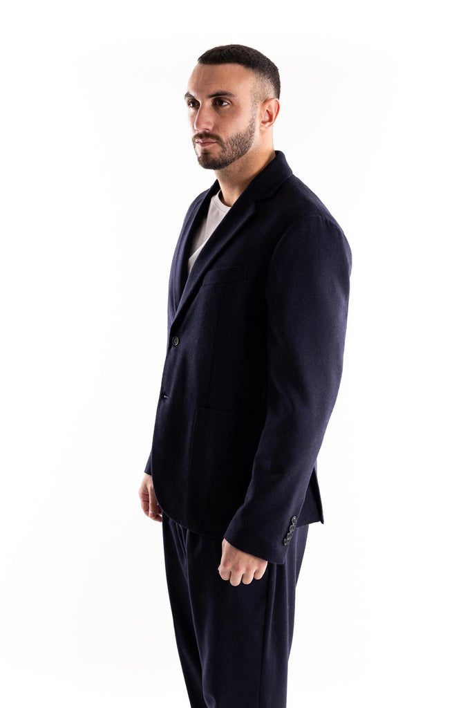 Giacca monopetto in tessuto misto lana blu W5U502 BLU THE EDITOR 