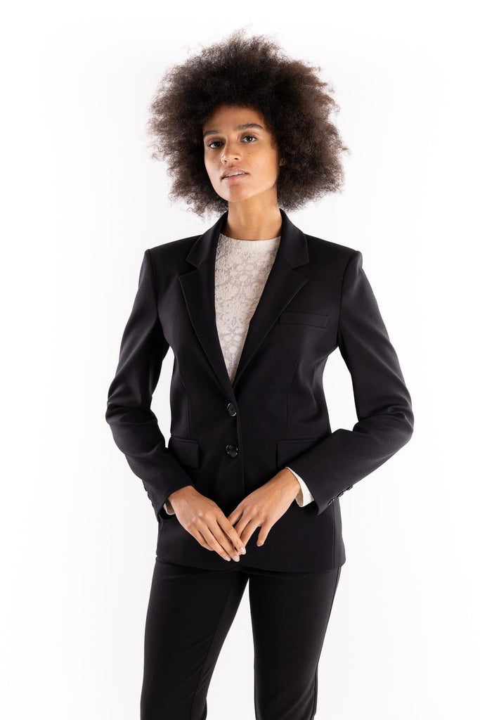 Giacca Ruota in punto stoffa nero con spalline costruite 104181 A2QJNERO PINKO 