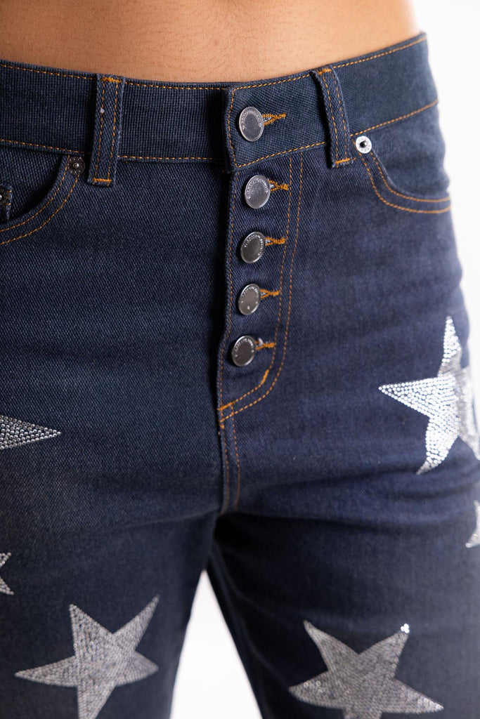 Jeans modello Loose con stelle strass 32FW25 BLU SCURO ROSSANO PERINI 