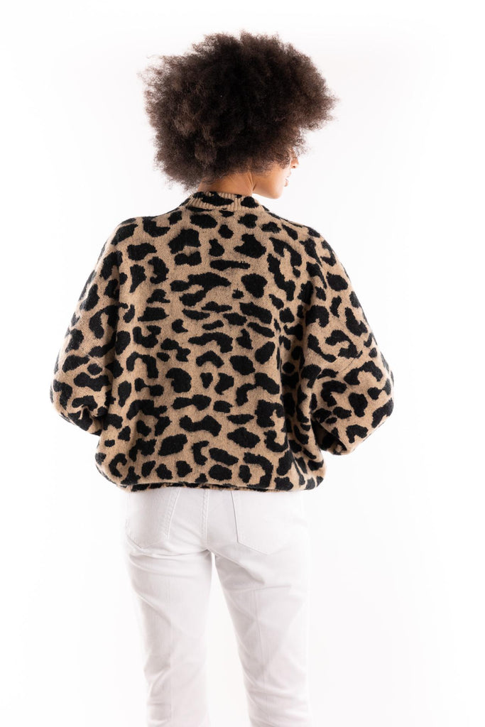 Maglione bomber maculato cammello-nero GBKD11007 MACULATO AKEP 