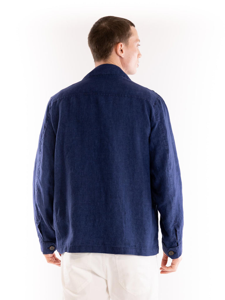 Giacca camicia uomo in lino blu OF1S2S5J012 174 OUTFIT 