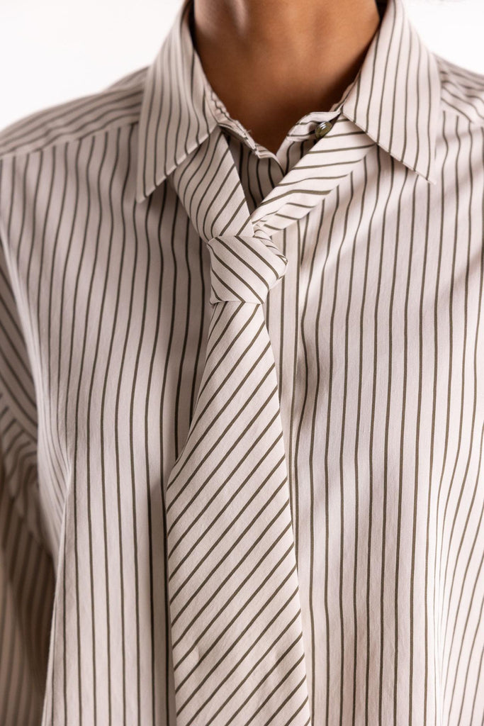 Camicia crop Duke righe panna-verde 2523116151200 002BEIGE-VERDE MARELLA 