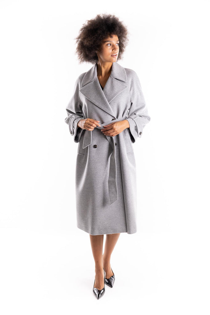 Cappotto Tenna in drap di lana e cashmere grigio melange 2523016071200 002GRIGIO MARELLA 