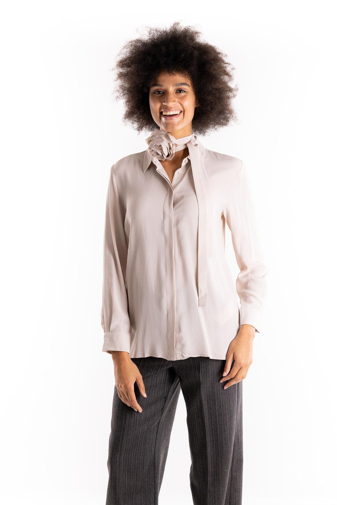 Camicia Cabiria in crêpe de Chine di misto seta perla 25231160712 PERLA MARELLA 
