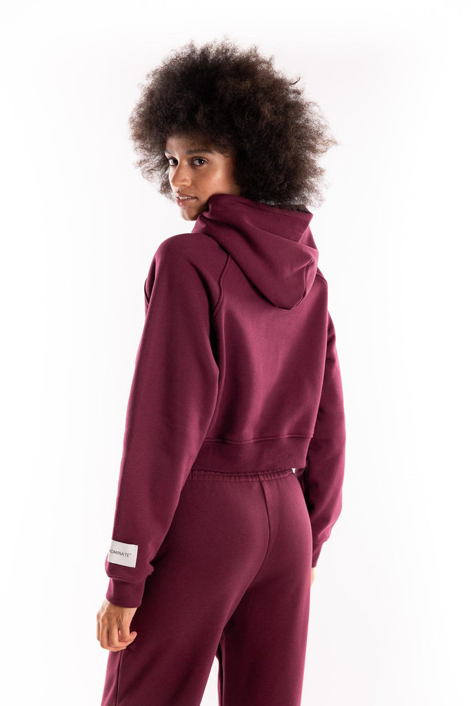Felpa cappuccio crop con manica raglan bordeaux HMABW01958 RS02BORDEAUX HINNOMINATE 