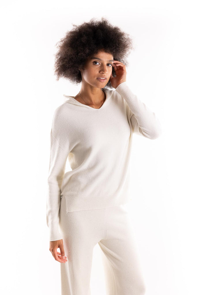 Maglia cappuccio strass color burro HMABW02310 BI04BURRO HINNOMINATE 