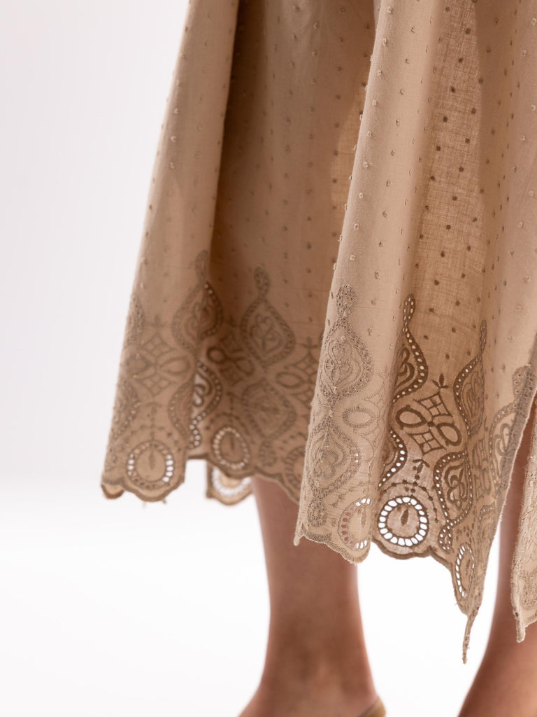 Abito donna sangallo beige BUS25758 BEIGE BRAND UNIQUE 