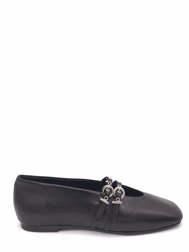 Ballerina in nappa nera con cinturini NA67 NERO ZULIAN 