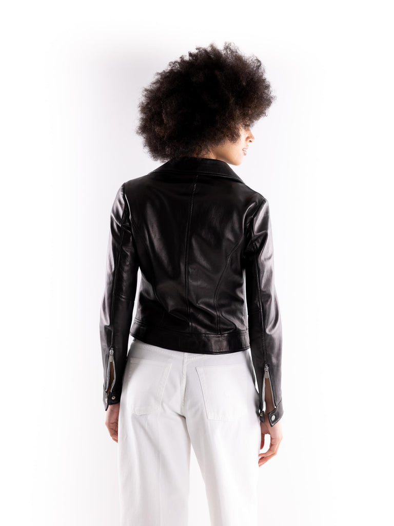 Chiodo donna in pelle nera