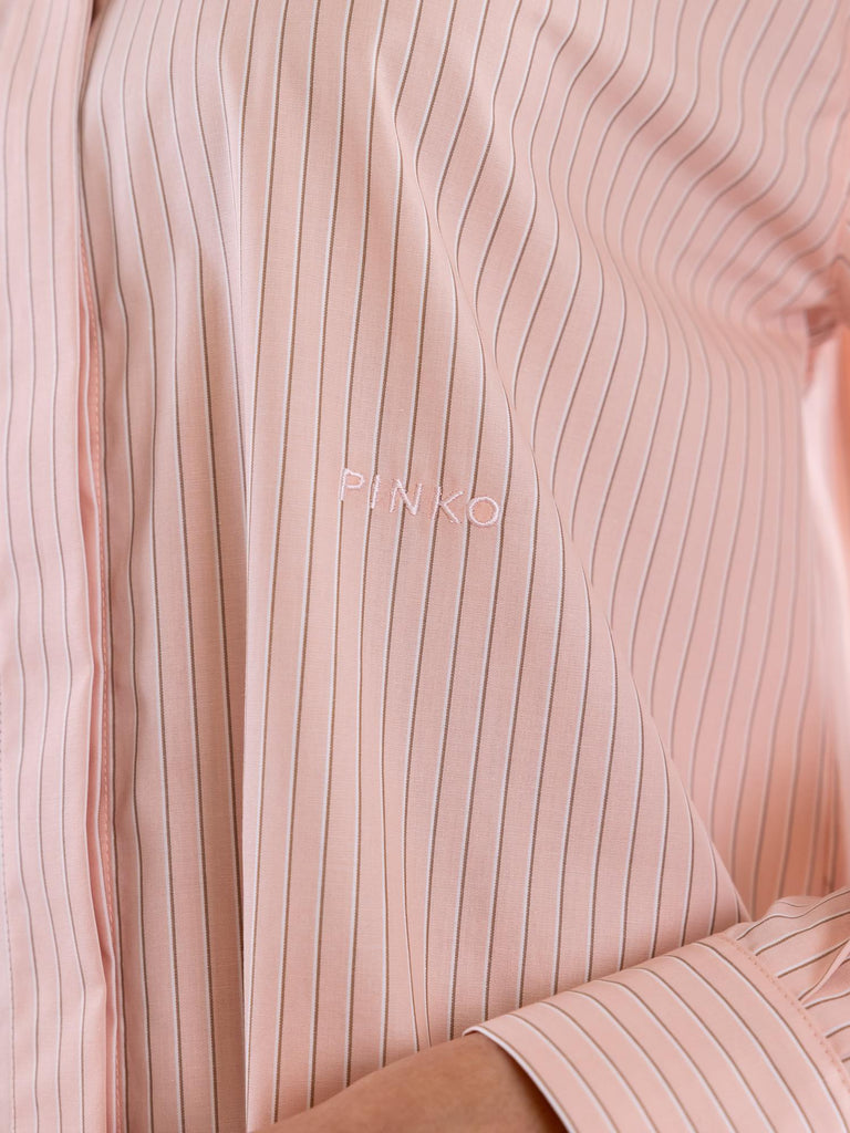 Camicia Bridport oversize in popeline a righe rosa-marrone 104026 A2FHNL1 PINKO 