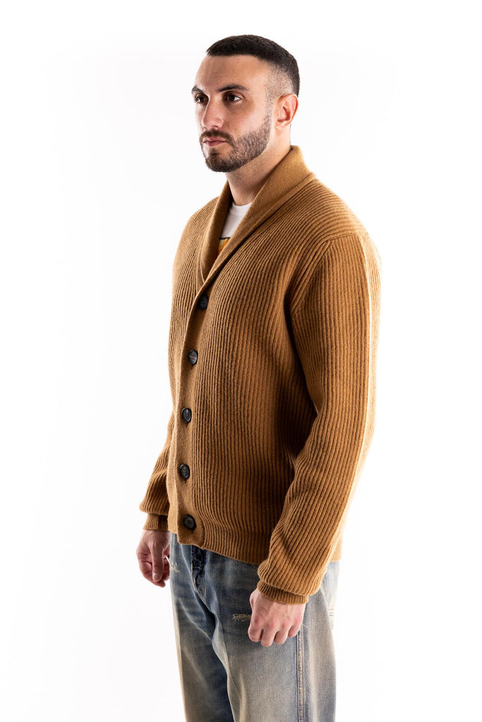 Cardigan in lana con lavorazione costa inglese color cammello W5U210 CAMMELLO THE EDITOR 