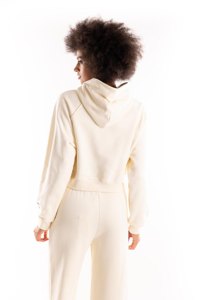 Felpa cappuccio crop con manica raglan burro HMABW01958 BI04BURRO HINNOMINATE 