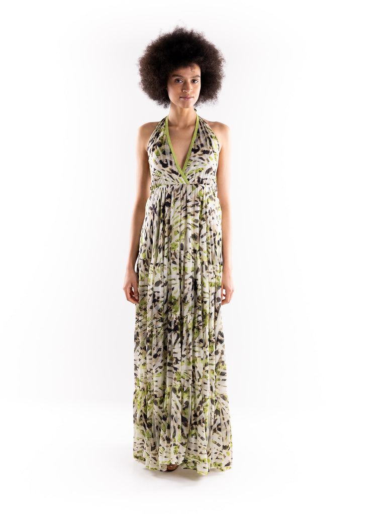 Abito lungo in fantasia astratta verde 4319019 MULTICOLOR PHO FIRENZE 