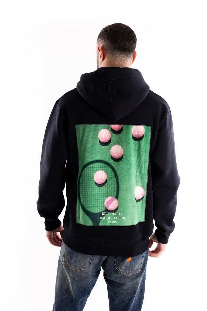 Felpa con cappuccio con stampa raquette nera HOODIE NERO BASTILLE 