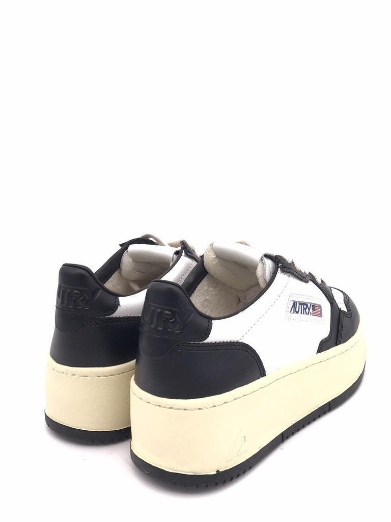 Sneakers medalist platform in pelle nera e bianca PTLW-WB01 NERO/BIANCO AUTRY 