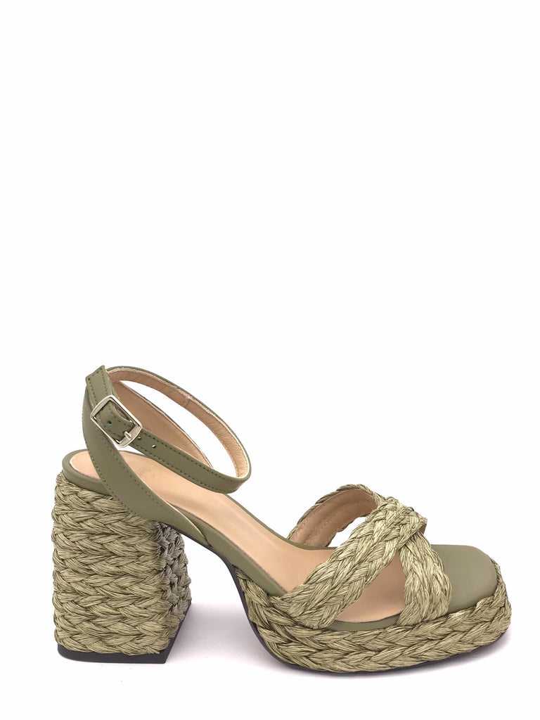 Sandalo Valeriette in raffia oliva 025555-414 258OLIVA CASTANER 