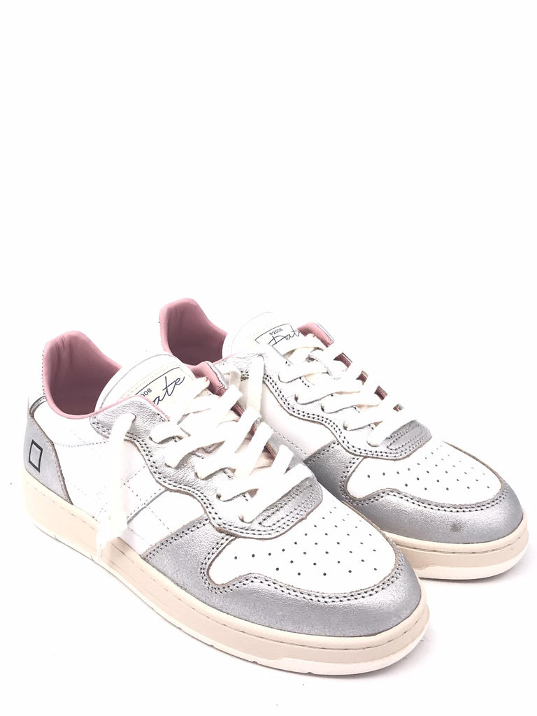 Sneakers donna  Court shiny bianca-argento W421-CR-SH-WS BIANCO/ARGENTO D.A.T.E 