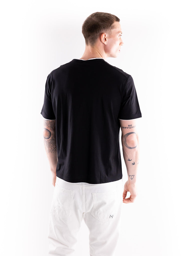 T-shirt uomo nera doppio bordo a contrasto F021 NERO PAOLO PECORA 