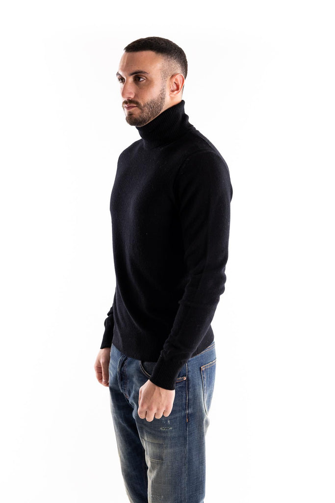 Maglia lupetto in lana media pesantezza nero A032 NERO PAOLO PECORA 