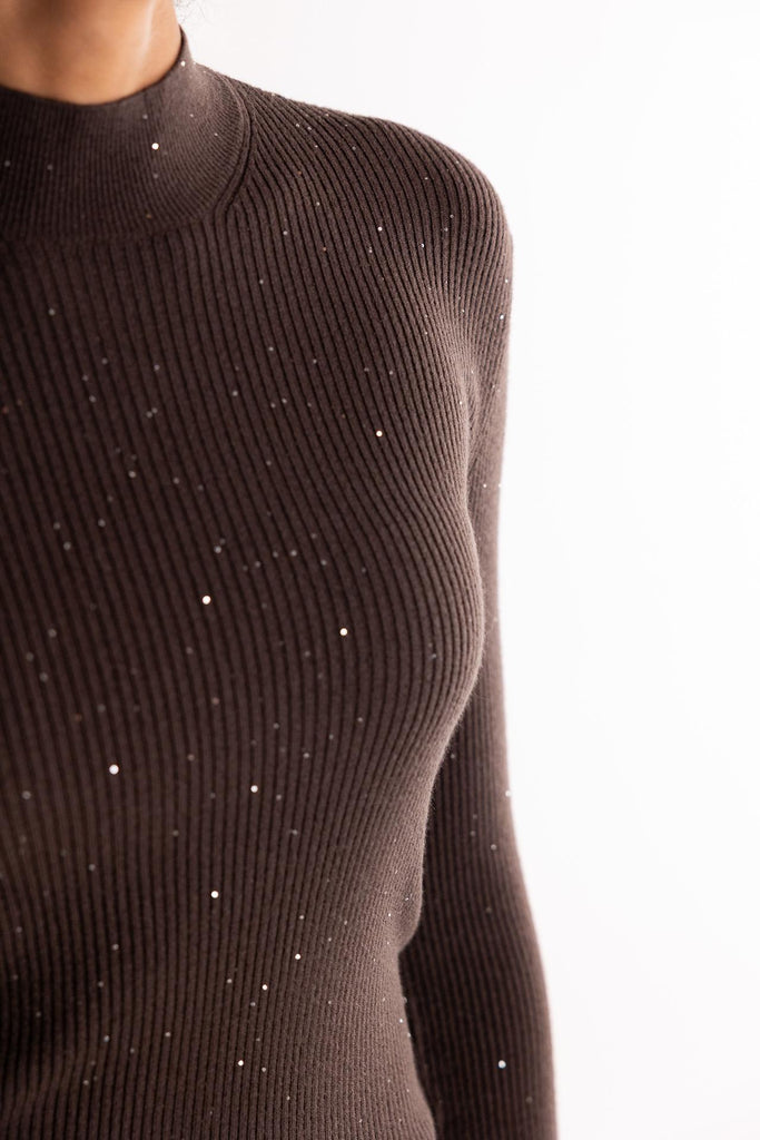 Maglia lupetto a costine con strass moro HMABW02325 MA03TESTA DI MORO HINNOMINATE 