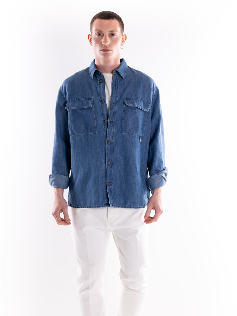 Giacca camicia uomo in jeans G053 BLU PAOLO PECORA 