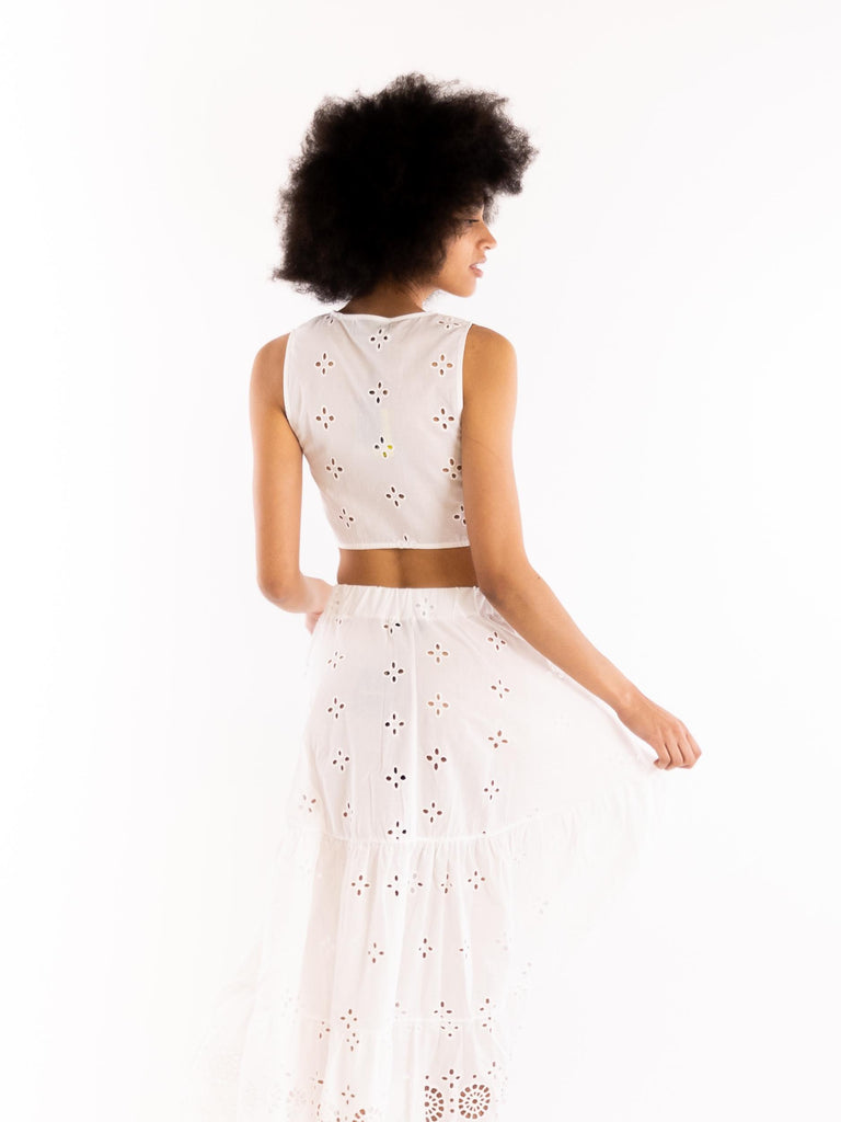 Gonna lunga sangallo bianca FGCW3846 BIANCO 4 GIVENESS 