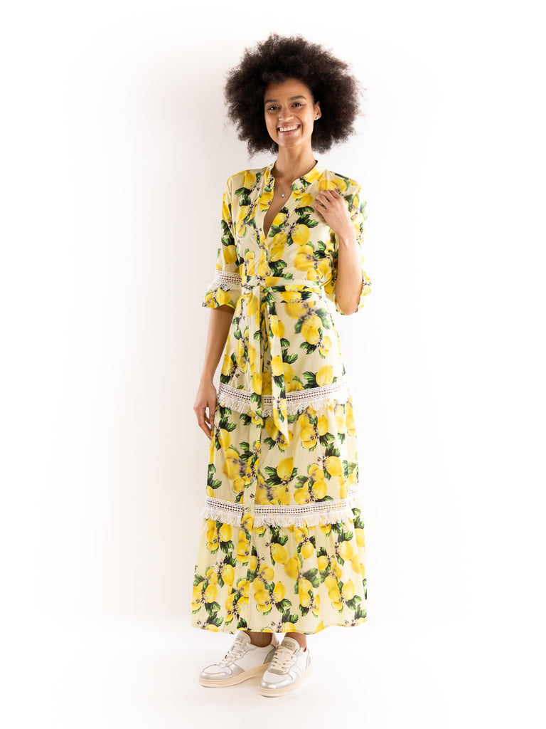 Abito chemisier donna con stampa limoni AURORA 13GIALLO IL THE' DELLE 5 