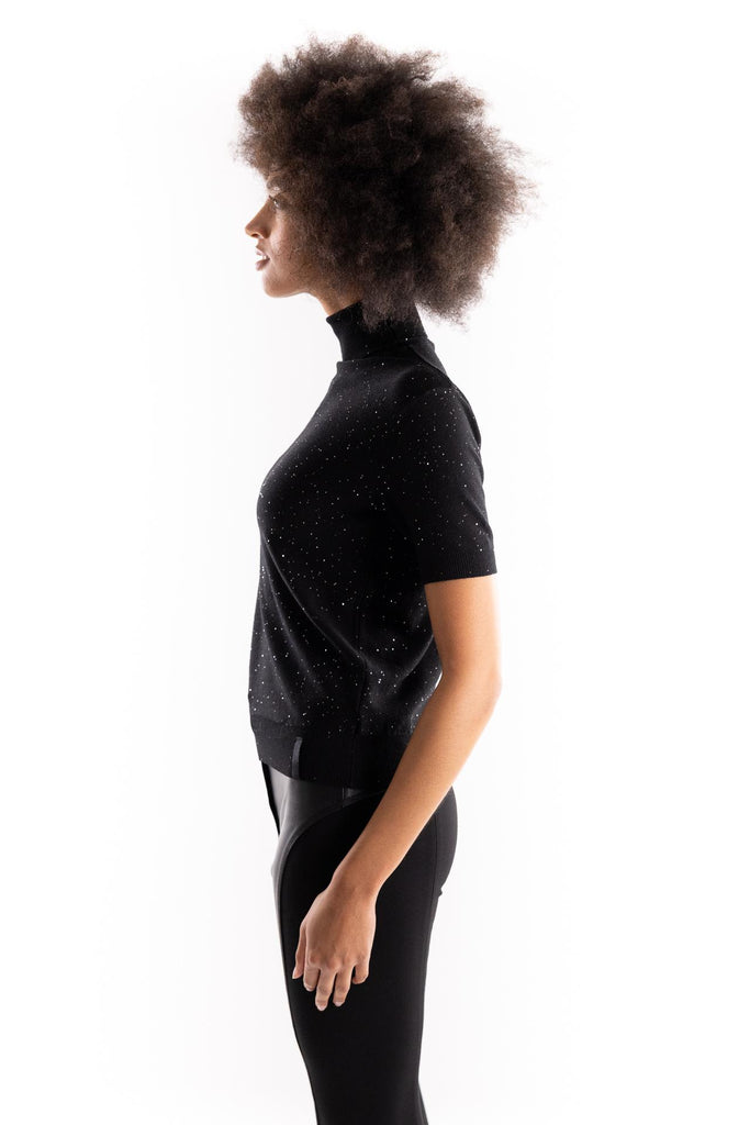 Dolcevita mezza manica con paillettes nero HMABW02312 NERO HINNOMINATE 