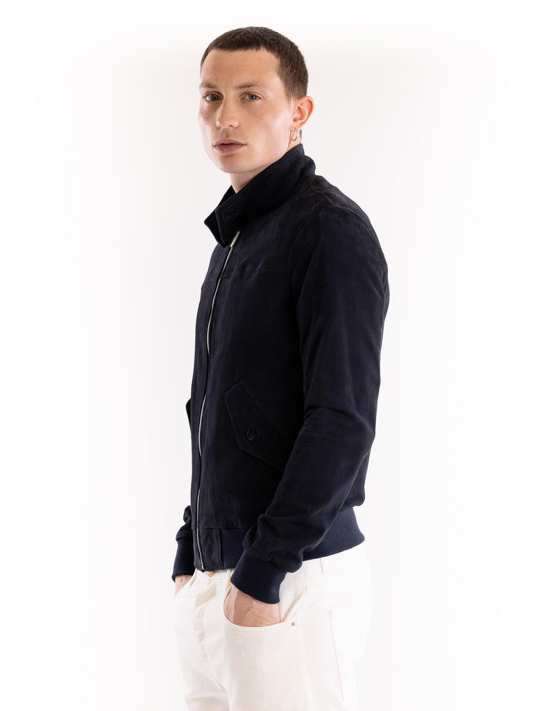 Giubbino bomber uomo in camoscio blu BJON BLU BLUSOTTO 