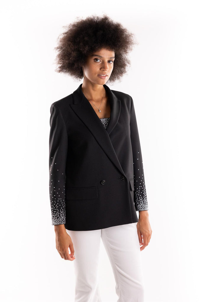 Giacca blazer nera con strass Galleria14