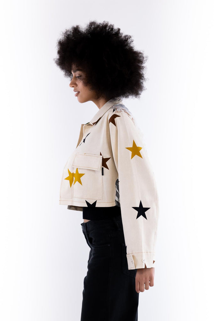 Blazer donna in jeans panna con stelle e pizzo JACKET 46S25PANNA ROSSANO PERINI 