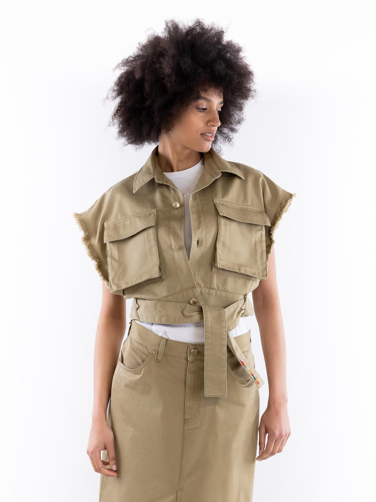 Gilet smanicato Chia cachi W2S5038 DTFCLDCACHI DON THE FULLER 