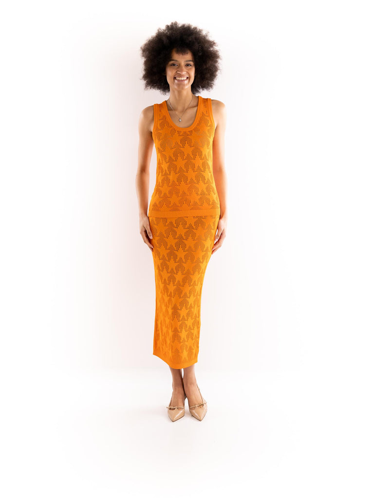 Gonna donna midi stelle a rete zucca GOKD09046 ARANCIONE AKEP 