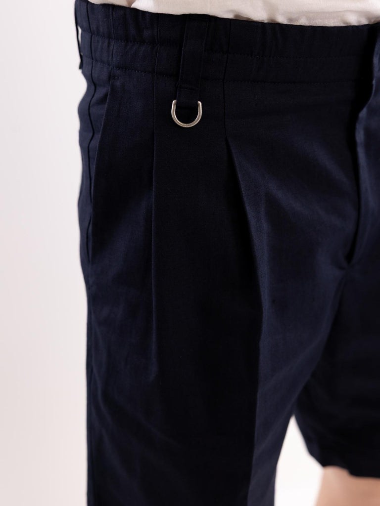 Bermuda uomo in lino blu D051 36166685 PAOLO PECORA 