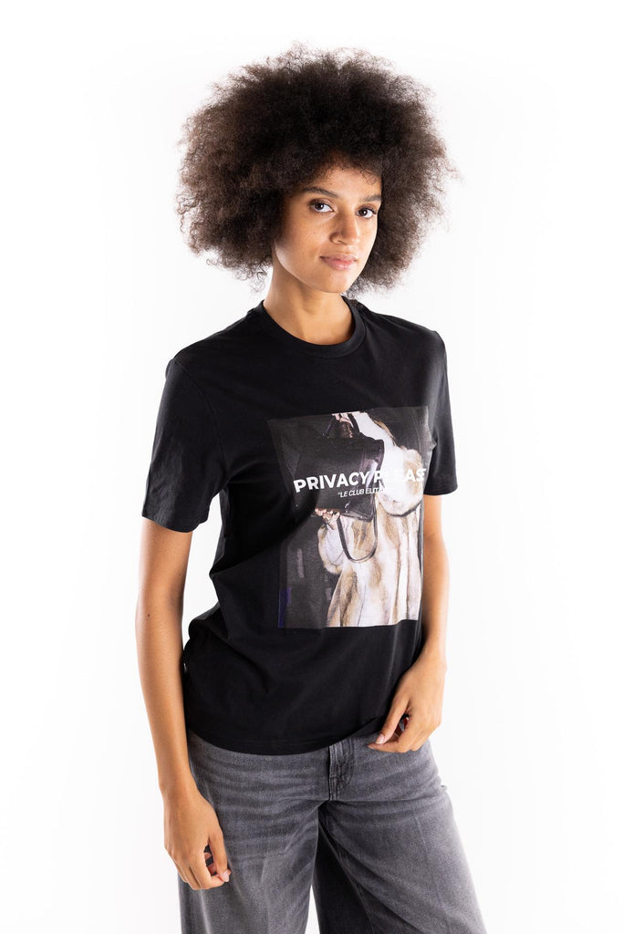 T-shirt in cotone con stampa privacy TSBAS 943NERO ELITE' 