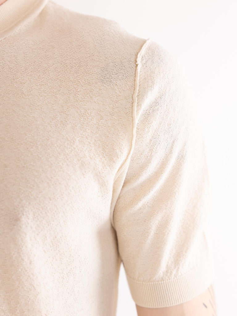 T-shirt uomo in filo lavorato panna A023 F4001342 PAOLO PECORA 