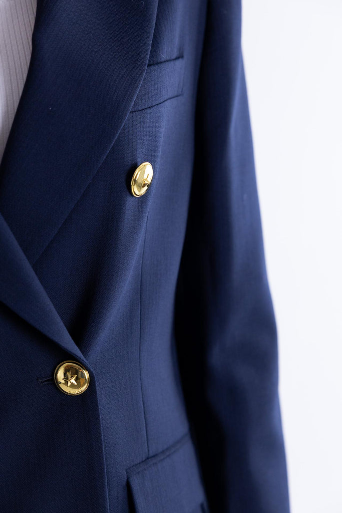 Giacca New guinea doppiopetto in lana blu con bottoni dorati 105617 A2SNBLU PINKO 
