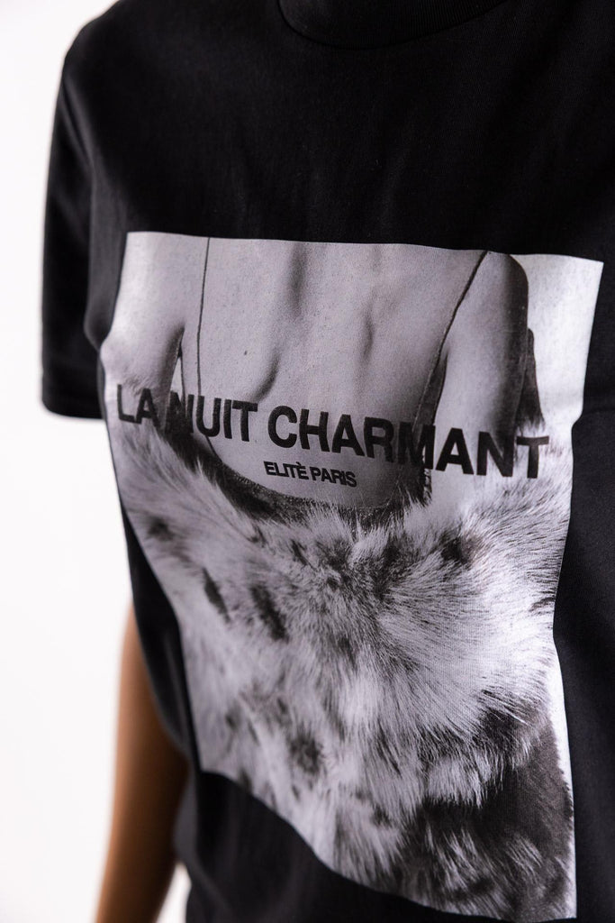 T-shirt in cotone con stampa nuit TSBAS 938NERO ELITE' 