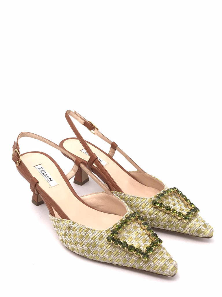 Sling back Penny in pelle e raffia acid 1100 CUOIO ZULIAN 