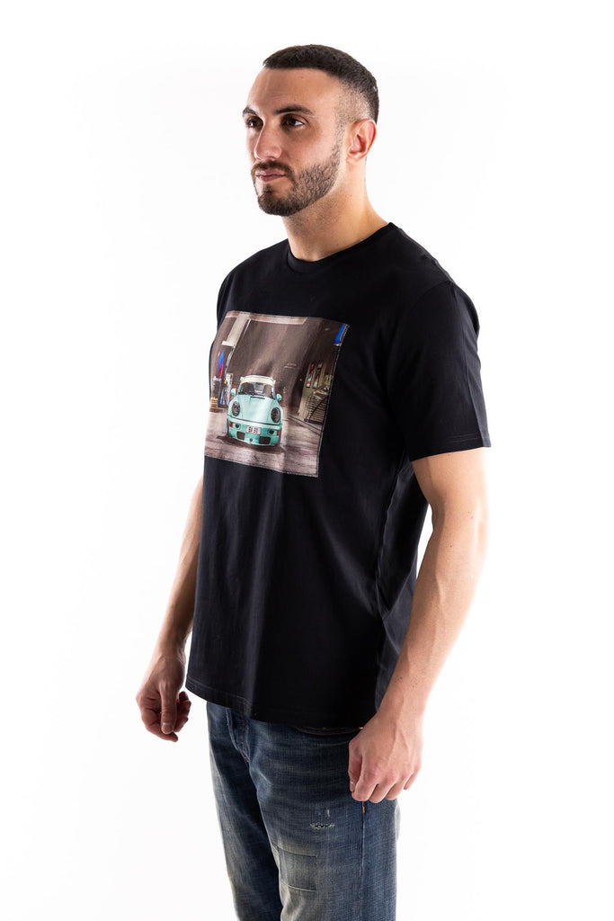 T-shirt in cotone nero con stampa welt MAN/SUPERICON WELTNERO BASTILLE 