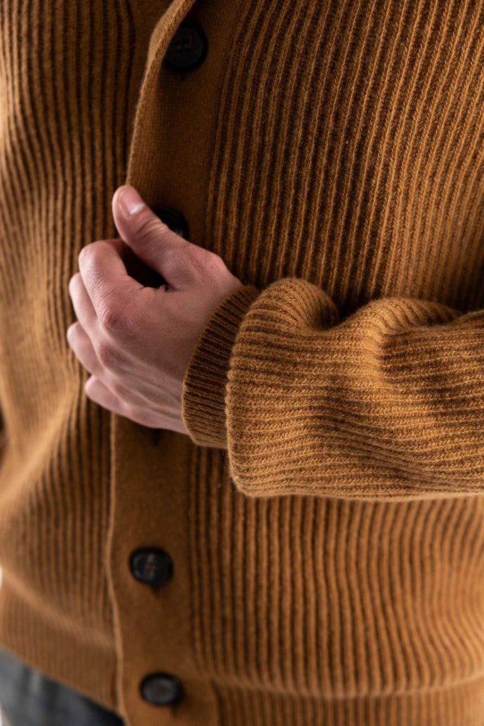 Cardigan in lana con lavorazione costa inglese color cammello W5U210 CAMMELLO THE EDITOR 