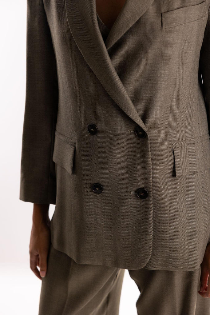 Blazer Kriss doppiopetto in saglia fluida verde 2523046121200 002VERDE MARELLA 