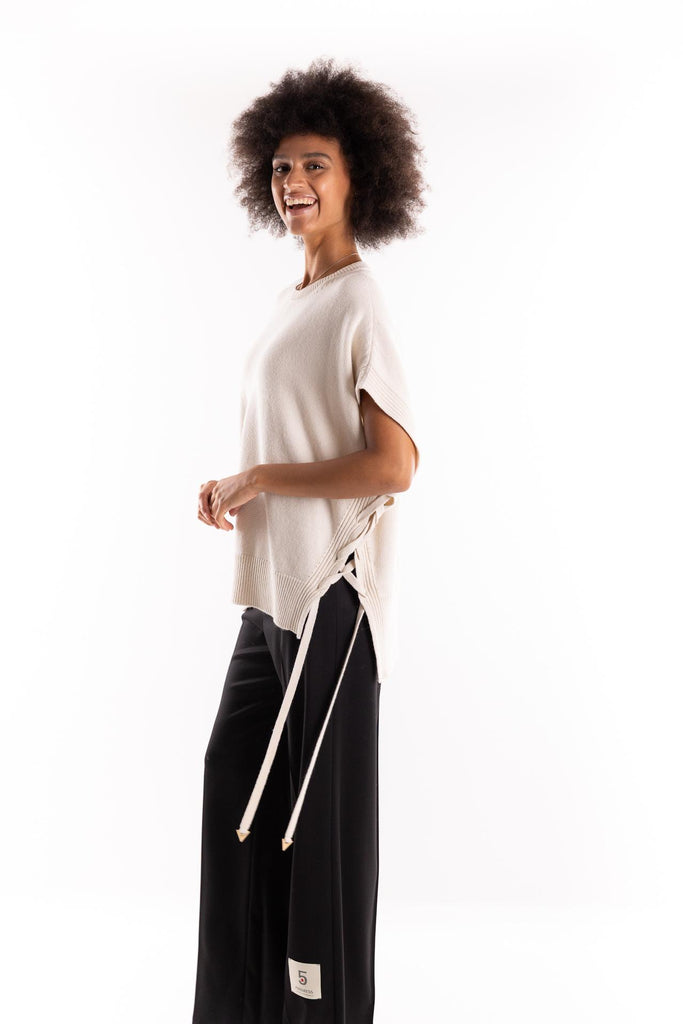 Maglia gilet in lana burro MGKD11055 PANNA AKEP 